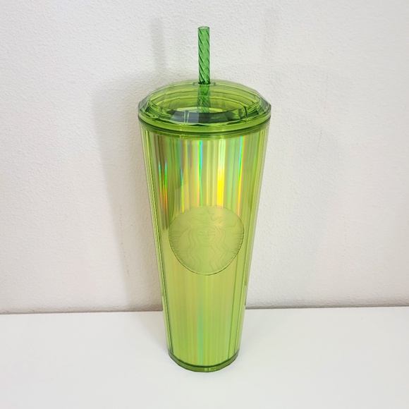 Starbucks 2023 Lime Yellow Green Kaleidoscope Iridescent Holo 24 oz Venti Cup - Picture 3 of 4